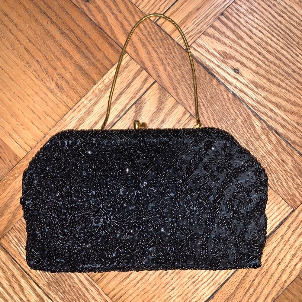 Vintage Black Hand Made Evening Bag